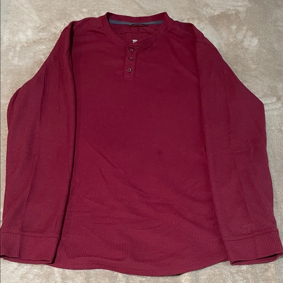 All in Motion Men's Maroon Long Sleeve Henley - Picture 1 of 4